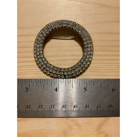 Vintage Rhinestone Circle Brooch Pin - Picture 2 of 4
